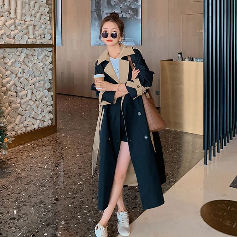 

Long Black Women's Windbreaker Spring Autumn Korean Loose Design Sense Trench Coat Female Fashion Lady Cloak High Quality Jacket