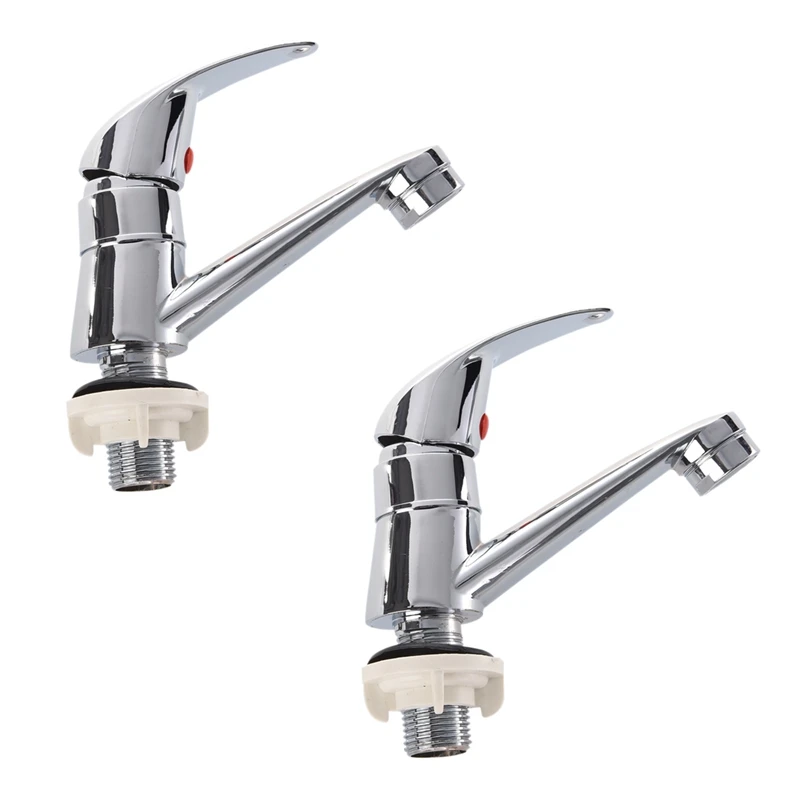 

2X Bathroom Sink Chrome Finish Single Handle Basin Faucet Water Tap
