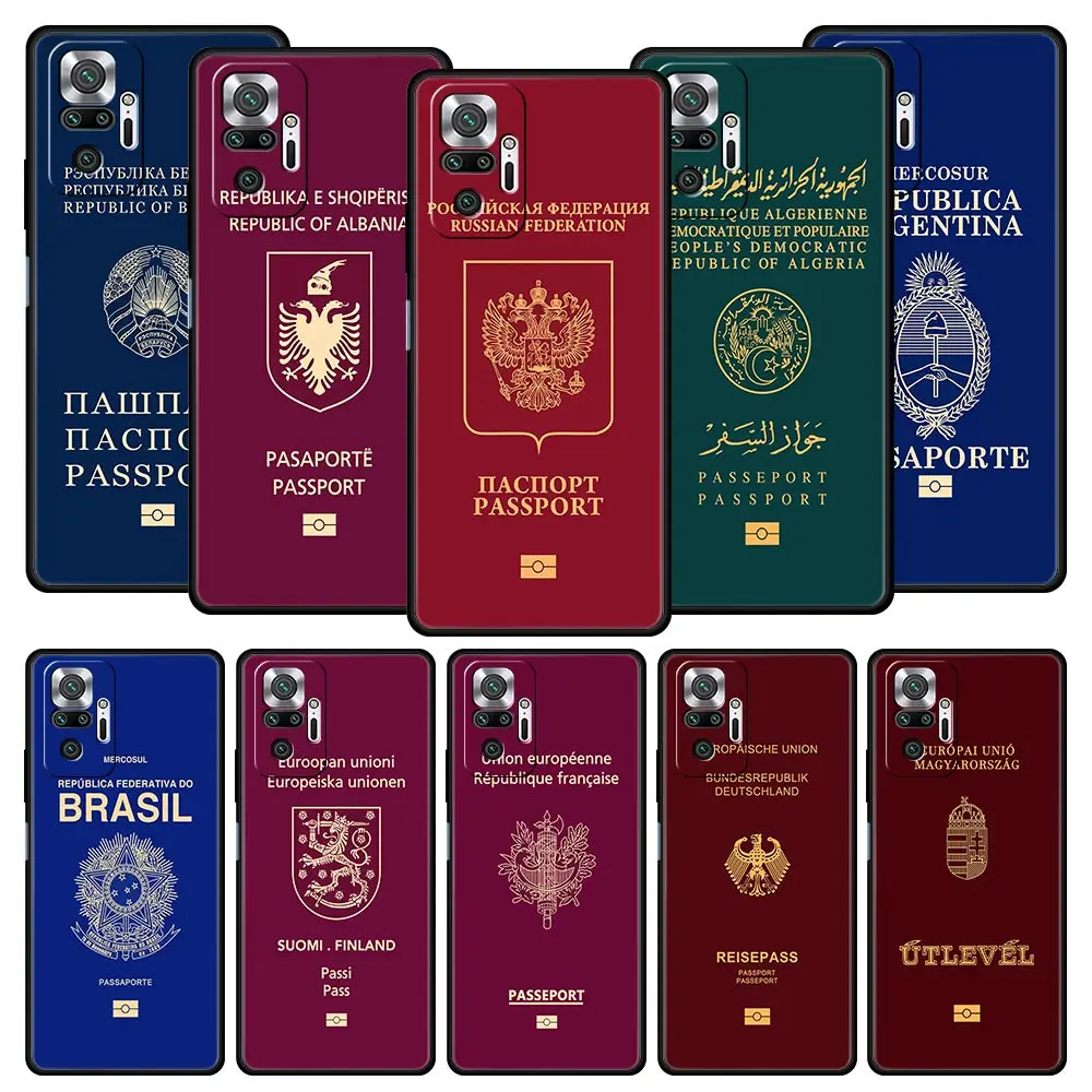 

Algeria Russia Passport For Xiaomi Redmi Note 12 5G Phone Case 10C 10 11 9 8 Pro Plus 9S 7 8T 9T 9A 8A 9C K50 K40 Gaming Cover