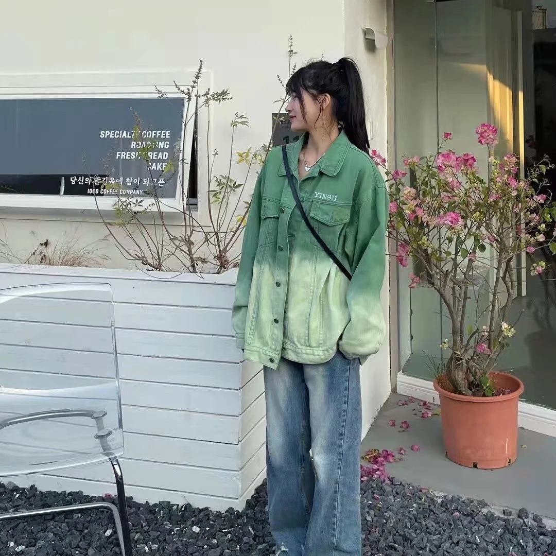 Женская джинсовая куртка винтажная Повседневная ковбойская в стиле Харадзюку с