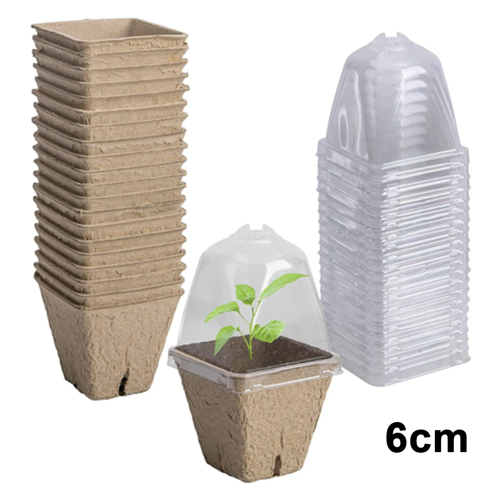 

10Pcs Flower Pot Biodegradable Paper Plant Pots Humidity Dome Set 6/8cm For Grow Nursery Plants Transplanting Gardening Supplies