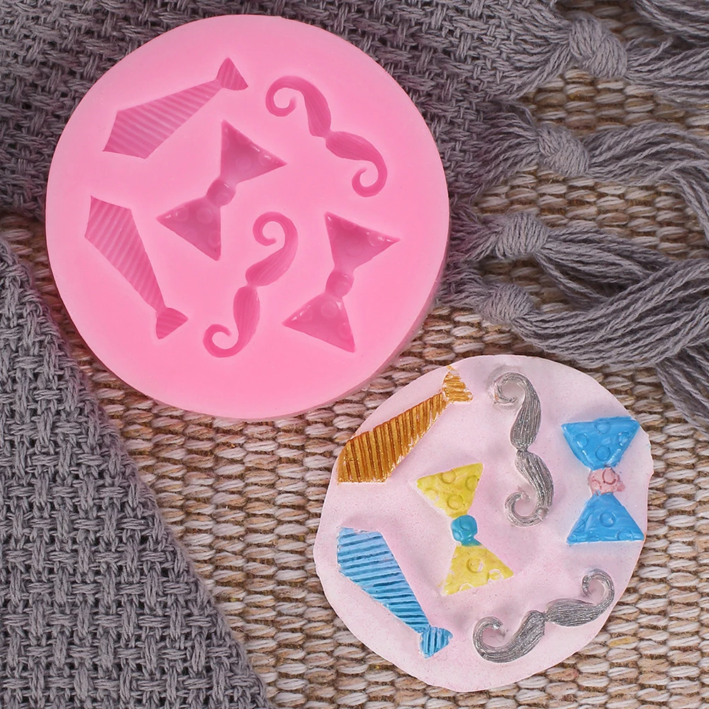 

Silicone Cake Molds Boys Man Moustache Tie Bows DIY Cupcake Polymer Clay Fondant Moulds Cake Bakeware Tools