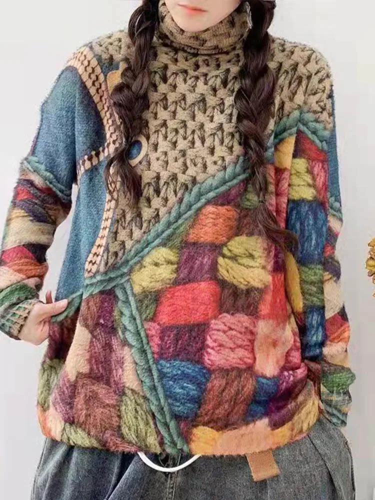 Новинка 2021 зимние женские свободные свитера Max LuLu с принтом женская теплая