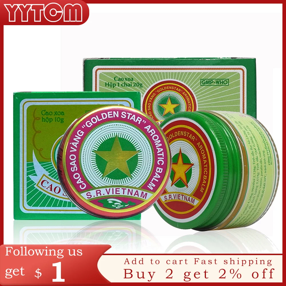 

Vietnam gold Golden star Tiger Balm For Cold Headache Stomachache Dizziness Heat Stroke Insect Stings Essential Balm