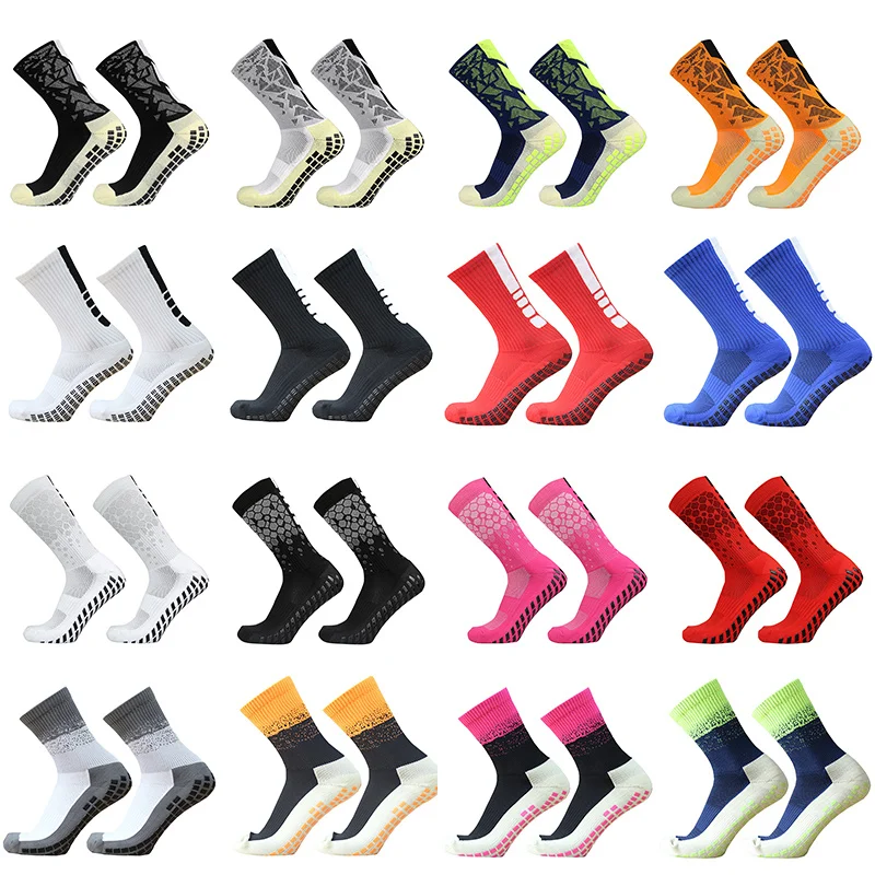 

heel 2023 stitching gradient New stripe breathable sports soccer socks for men women sports non-slip silicone grip football sock