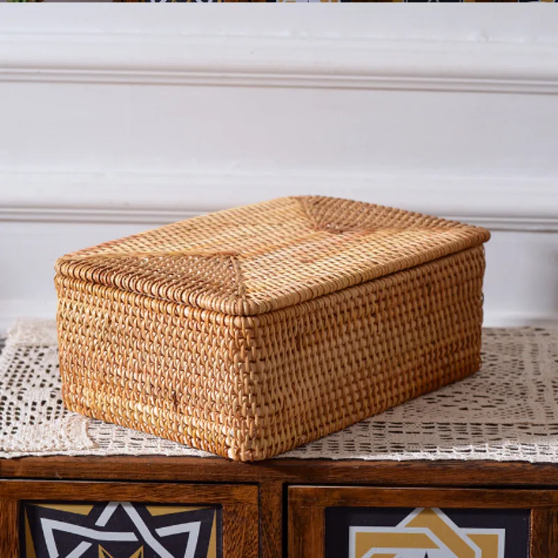 

Storage Boxes Handmade Rattan Desk Organizer Exquisite Workmanship Various Natural Materials Cosmetics Box Clothes Organizer