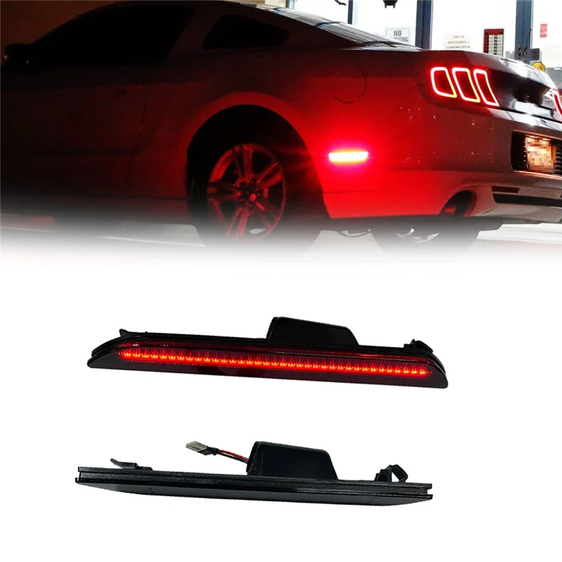 

1Pair Smoked Lens Red LED Rear Side Marker Light for Ford-Mustang 2015-2022 Replace Back Bumper Sidemarker Lamps
