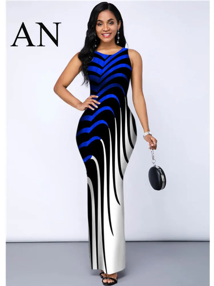 

Женское летнее платье с круглым вырезом и принтом