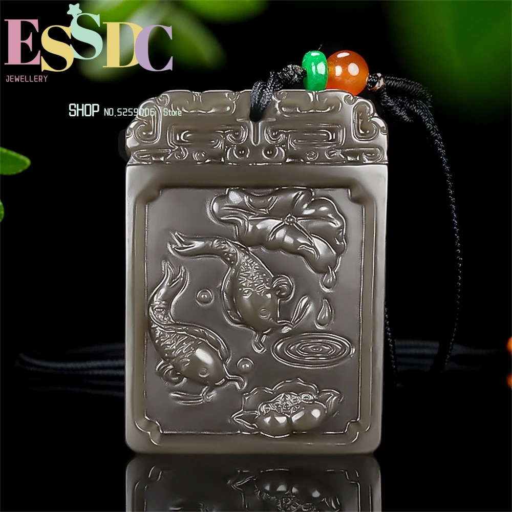 

Натуральный нефритовый дымчатый серый Лотос Hotan более чем достаточно каждый год подвеска Счастливое животное для мужчин и женщин Мужчины П...