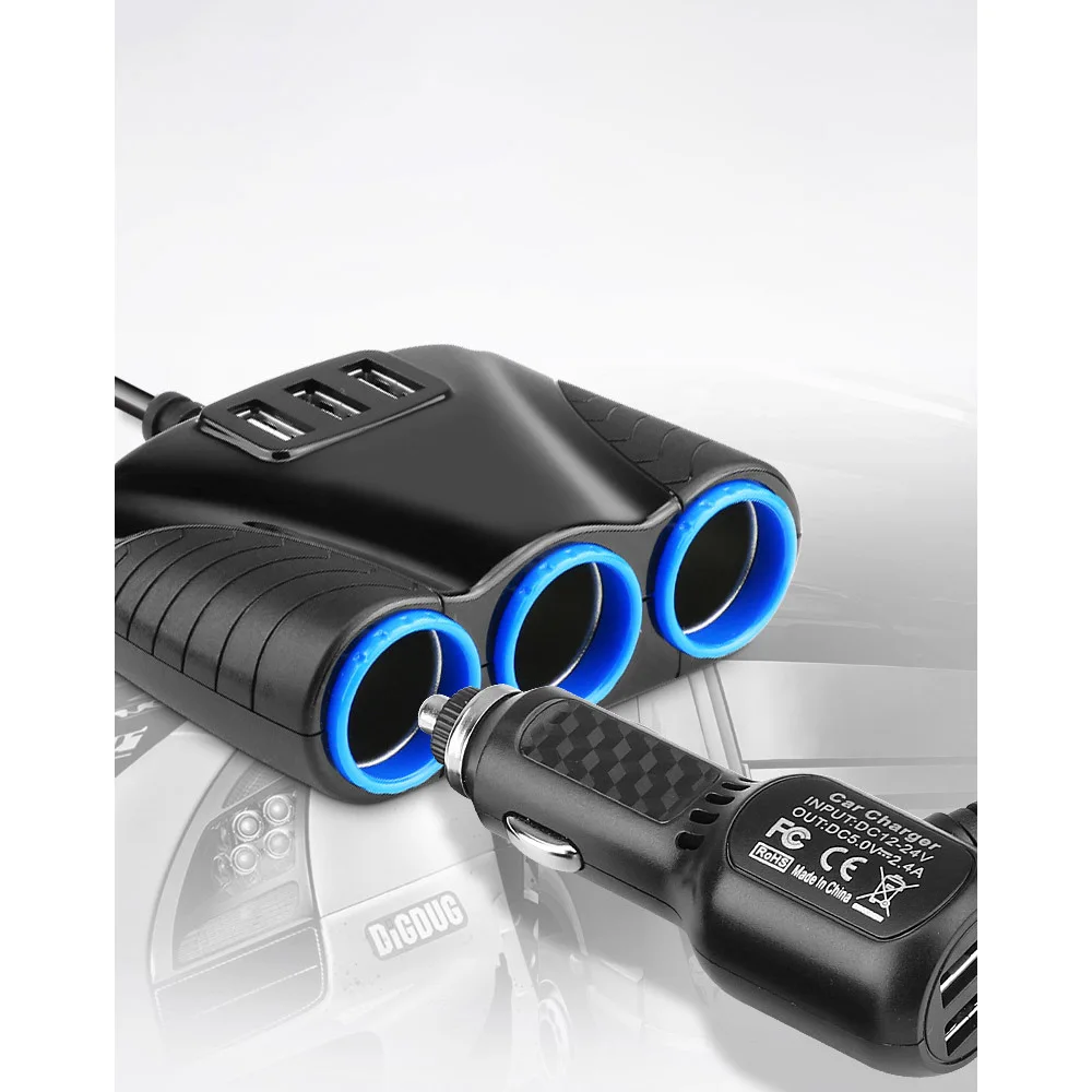Фото Разветвитель Прикуривателя HGDO с 5 гнездами, 2 USB, 12 В №3