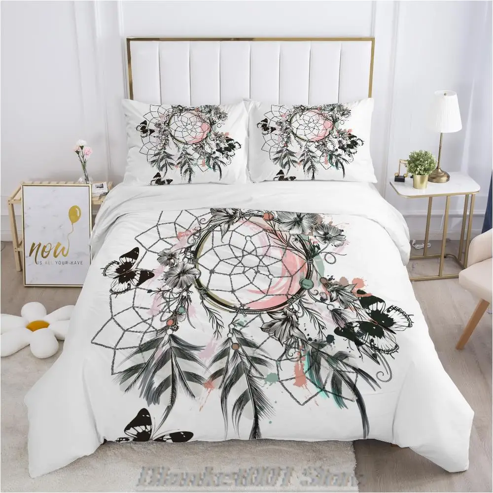 

king size bedding set Duvet cover set pillow case 50x70 Bed linens Bed cover 220x240 140x200 150*200 Indian feather drop ship