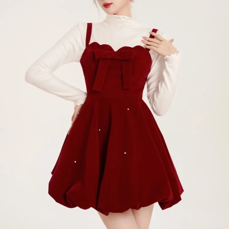 Рождественский комплект из двух предметов Женский Однотонный свитер а-силуэт