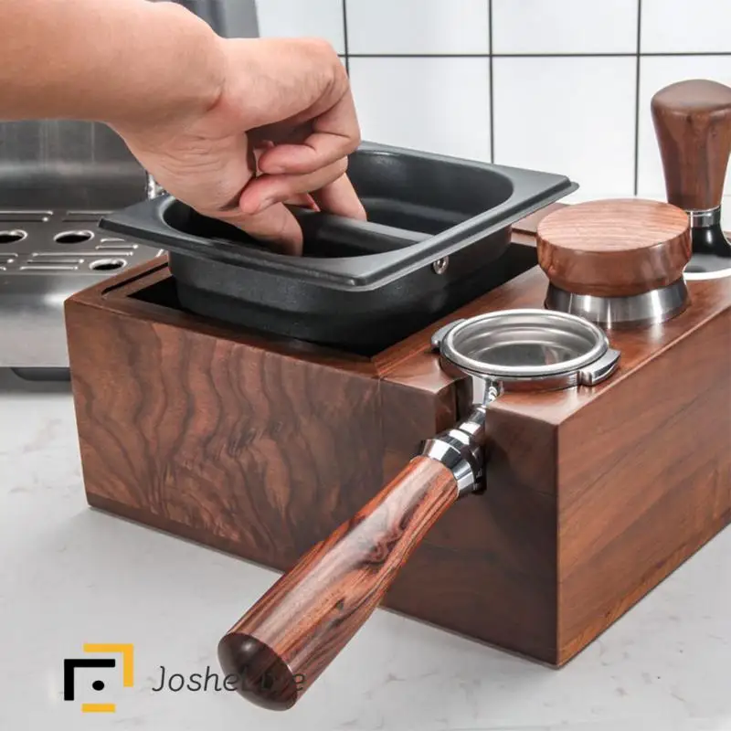 

Offee Powder Holder Powder Pad Handle Bracket Anti Slip Bar Storage Rack Hot Wooden Coffee Powder Seat Coffee Tampers Creative