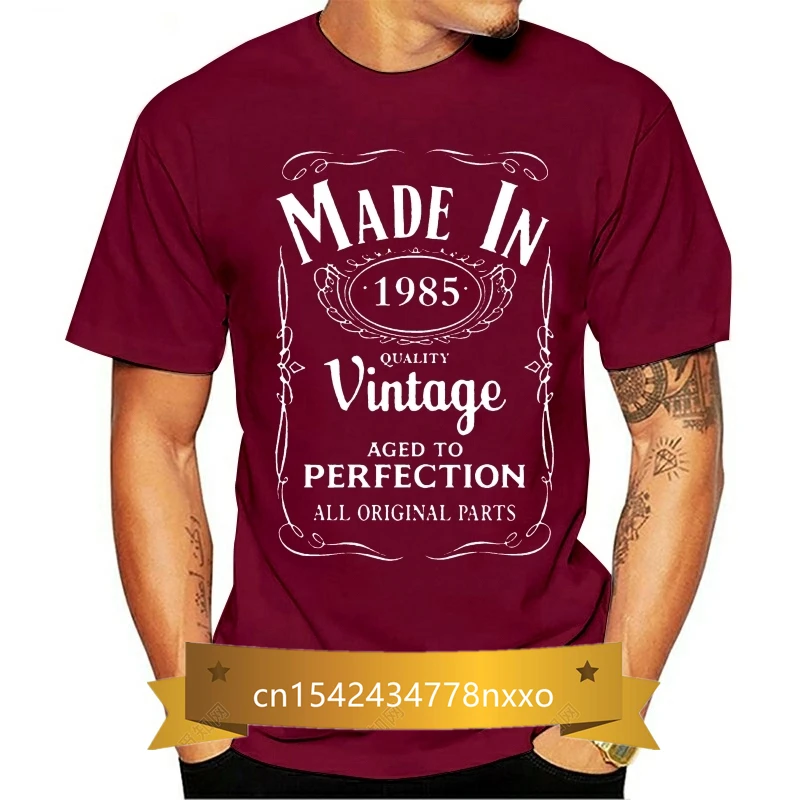 

Made In 1985 T-Shirt Born 34th Year Birthday Age Present Vintage Father Top Tees For Man Gift