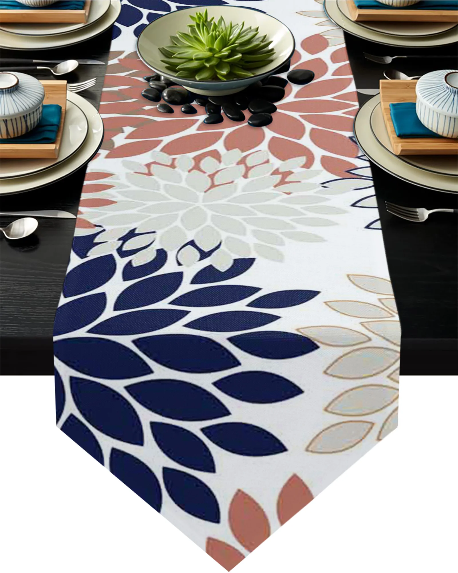 

Flower Abstract Dahlia Colored Stripes Coffee Table Decor Tablecloth Wedding Decoration Dinning Table Decoration Table Runner