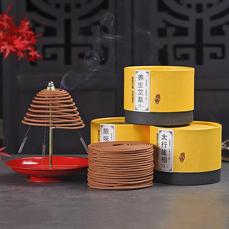 

24-hour and 12-hour Natural Materials Sandalwood Coil Incense Wormwood for Meditation, Odour Removal, Refreshing and Religion