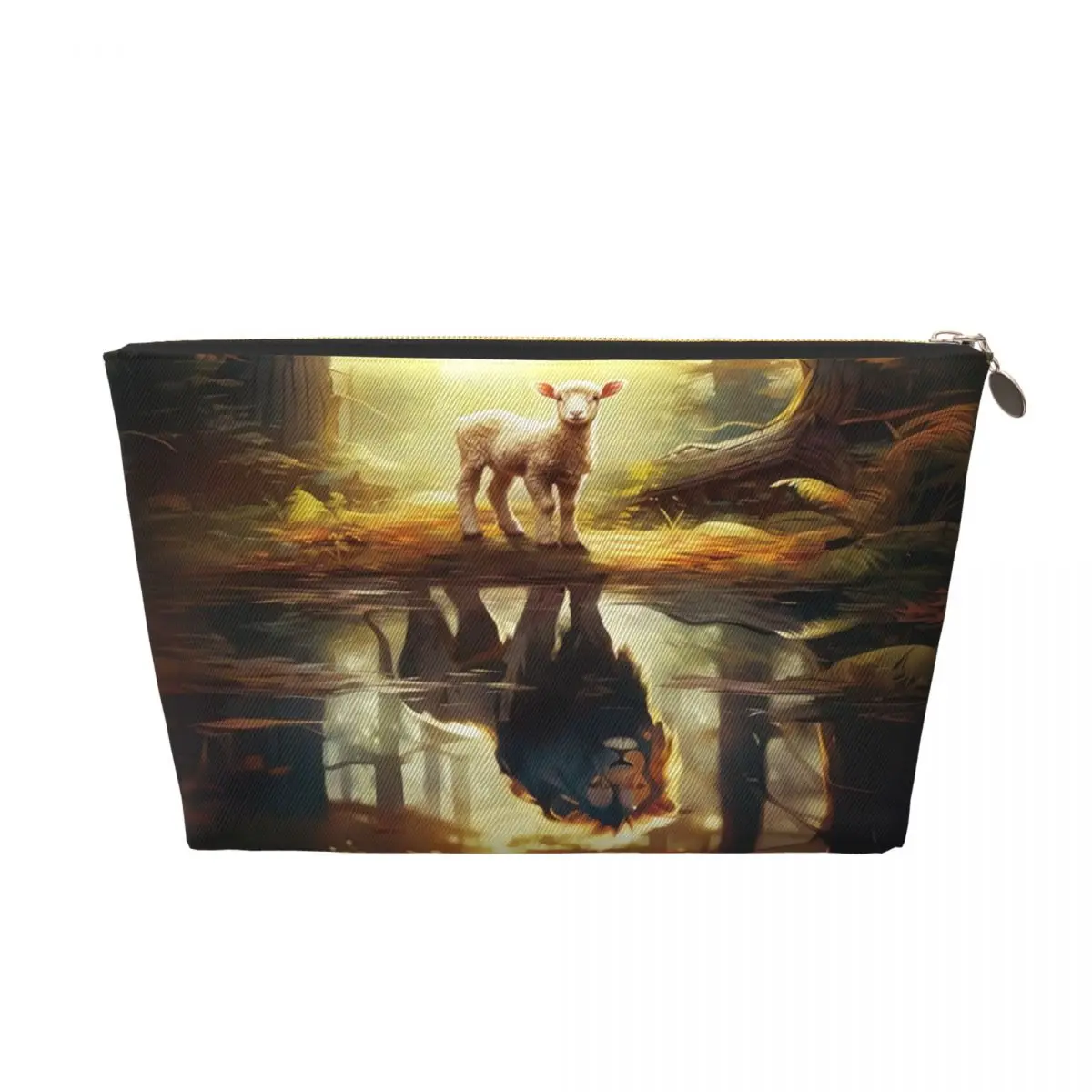 Дорожная сумка для туалетных принадлежностей с изображением ягненка и льва на