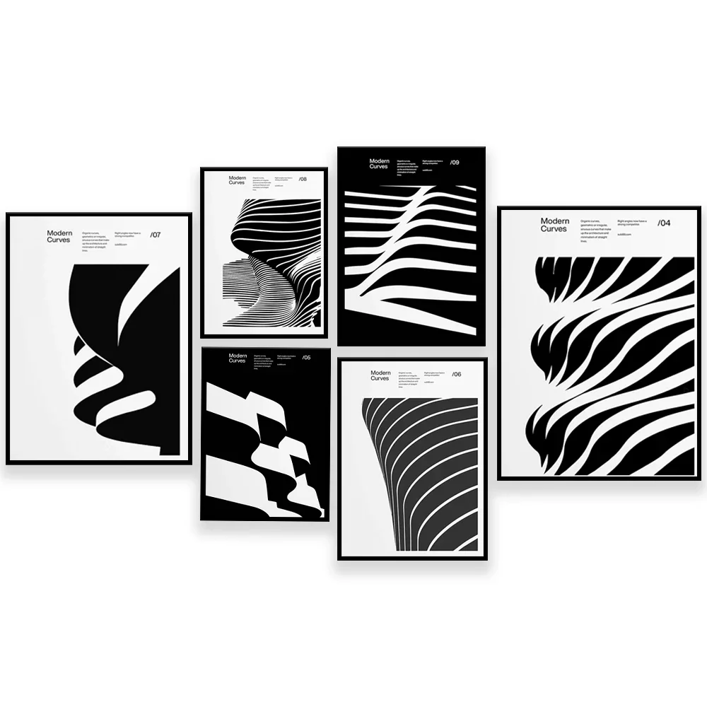 Modern Curves Architecture Design Poster Modernist Minimalist Interior Wall Decor Print Typography Helvetica Neue