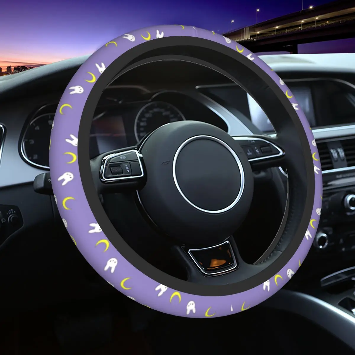 

38cm Car Steering Wheel Cover Moon Anime Universal Manga Braid On The Steering Wheel Cover Car-styling Suitable Auto Accessories