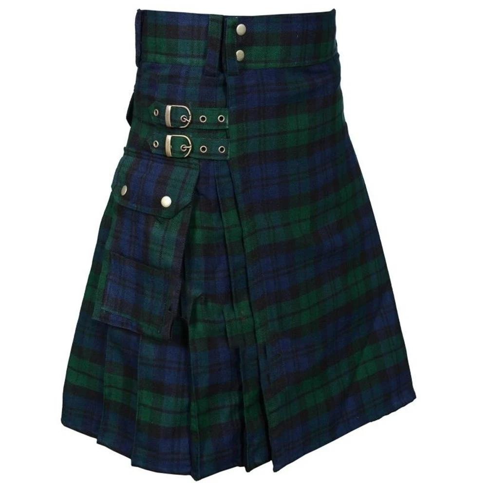 

Mens Skirt Punk Rave Cotton Highlander Scottish Outfit Traditional Tartan Kilt Skirt Irish Heritage 6 Yard Pants With Pockets