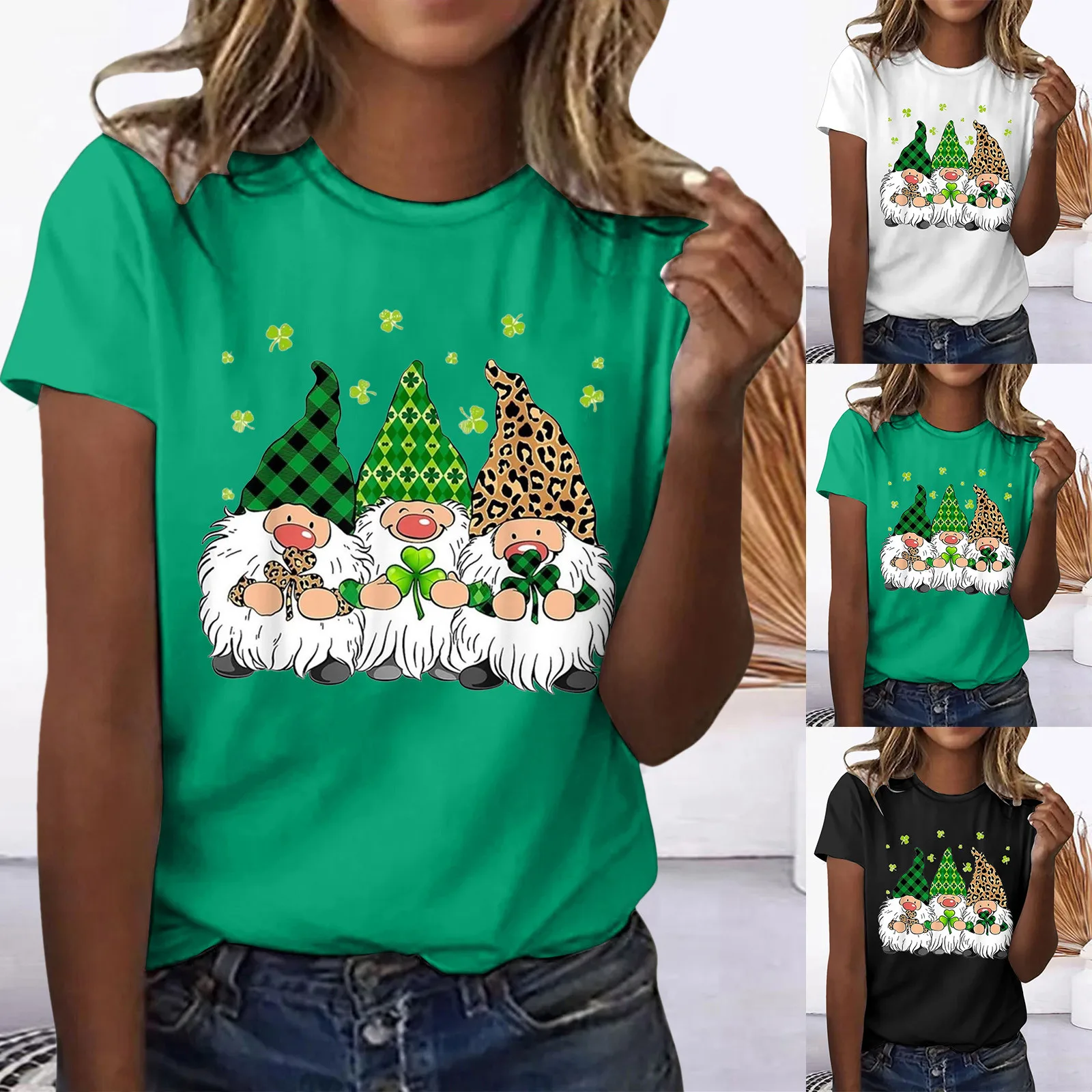 

Женская Повседневная Туника с принтом, круглым вырезом и коротким рукавом