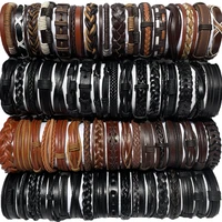 50pcslot hot sale wholesale random retro multi layer leather bracelet for men women handmade charm bracelet wrap jewelry nm3