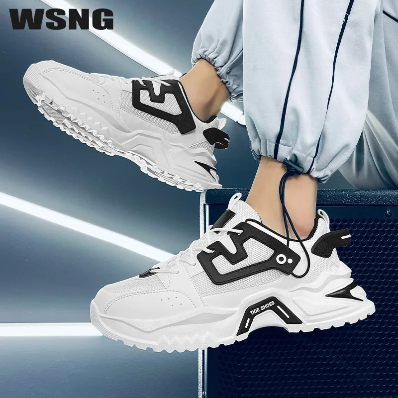 

WSNG 2022 New Men's Sports Shoes Men's Fashion Trend Outdoor Lace-up Casual Shoes Breathable Dad Shoes Ins Student Single Shoes1