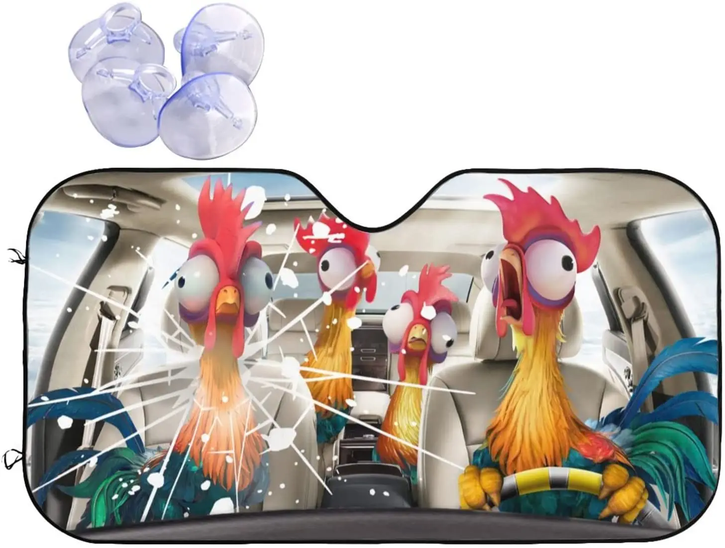 

GADZILLE Funny Rooster Animal Car Sun Shade Windshield Novelty Family Car Visor for Car Foldable Front Car Window Shades Keep Ve