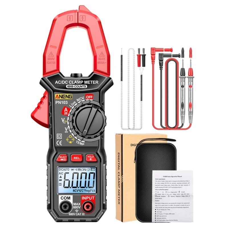 

Multimeter Detector- Auto-off Digital Tester Diode NCV- Live Wire Meter Data Hold Battery Operated Portable Clamp Meter Dropship