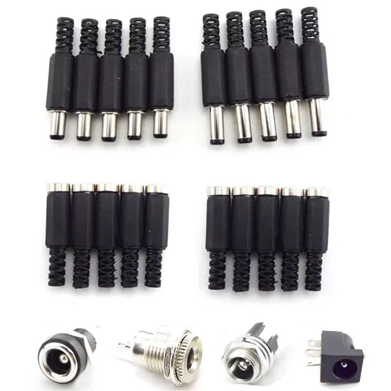 

New in DC female male jack Socket Power supply Plug Connectors 5.5mm x 2.1mm 5.5x2.5mm male Adapter Wire 5525 5521 Terminal C1 e