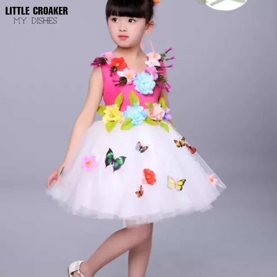 

Summer Floral Lace Appliques Beading Beading Length Pageant First Communion Girls Campus Graduation Ceremony Ball Party Dress