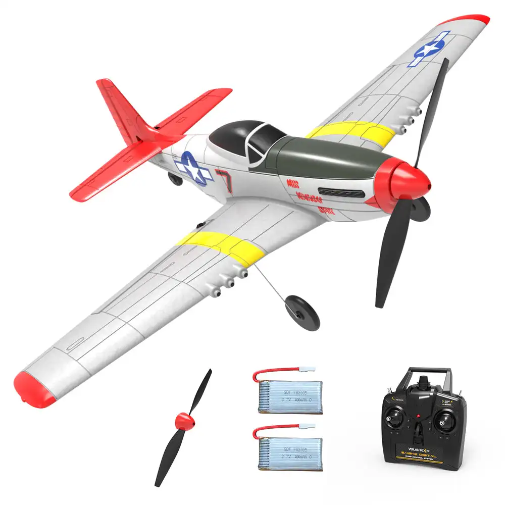 VOLANTEXRC 4CH RC Trainer Airplane Mustang P51 RTF with Xpilot Stabilization System Remote Control Plane Toys for Boys Beginner