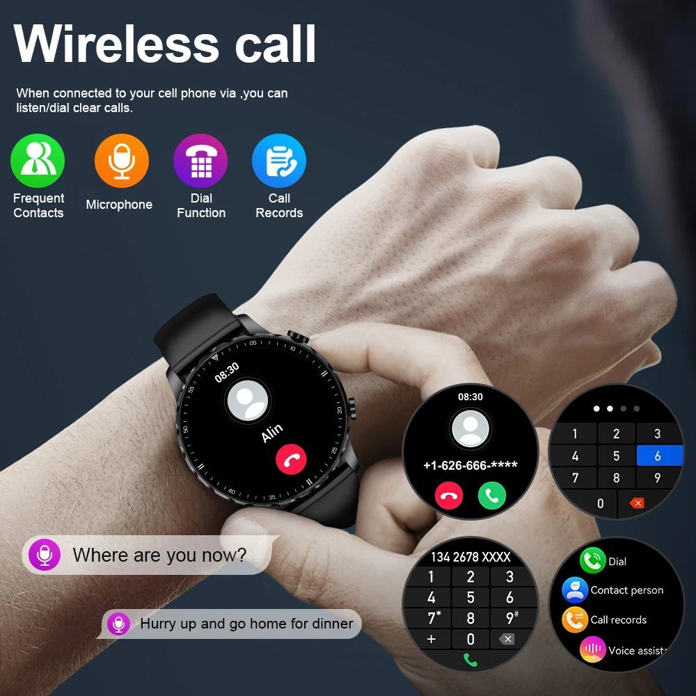 Новые Bluetooth Смарт-часы Мужские HD-вызовы Водонепроницаемые 100 + Спортивный