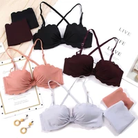 bow knot girl bra underwear for women sexy half cup no steel ring bra thickened and gathered to adjust the little monster