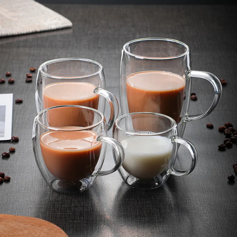

Coffee Mug With Handledouble Layer Heat Resistant Glasscreative Heat Insulated Water Mugcold Drinkmilk Mugjuice Mug Glass Cup
