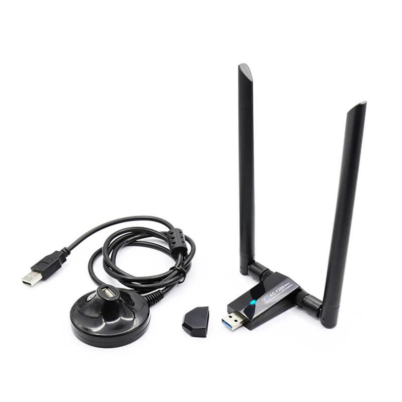

Wireless Network Card 1200Mbps Long Range AC1200 Dual Band 5G+2.4G Wireless USB 3.0 Wifi Adapter 802.11Ac Wifi Antennas