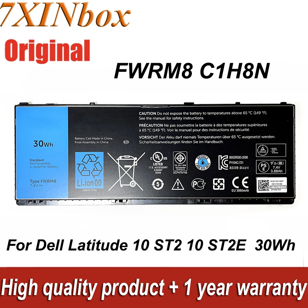 Новый аккумулятор для ноутбука FWRM8 7,4 в 30 Вт-ч для DELL Latitude 10 ST2 ST2E Tablet Series C1H8N 312-1412 1VH6G YCFRN