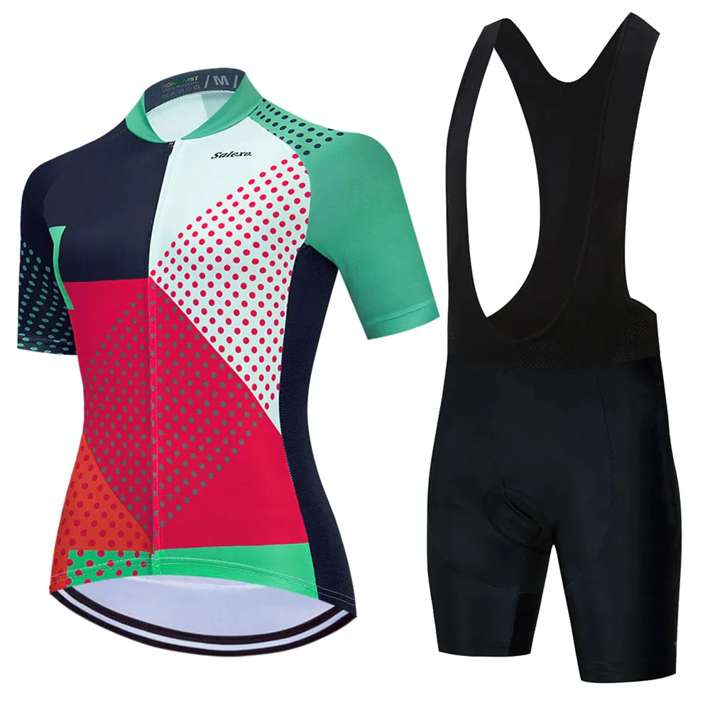 

Комплект одежды для велоспорта Salexo женский с коротким рукавом, комплект из джерси и брюк, спортивная одежда, лето 2022