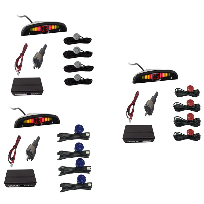 

Car Auto Parktronic Led Parking Sensor With 4 Sensors Reverse Backup Car Parking Radar Monitor Detector System Display