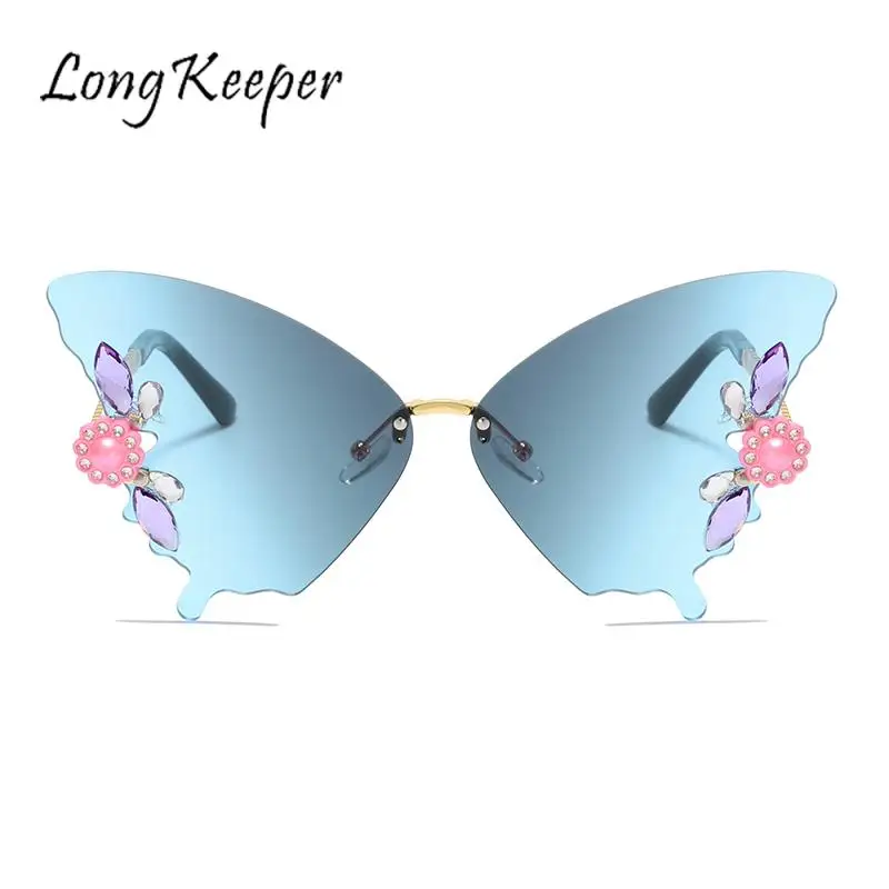 

Rimless Butterfly Sunglasses Women Vintage Metal Diamonds Sun Glasses Fashion Luxury Design Ladies Uv400 2023 Eyeglasses Shades