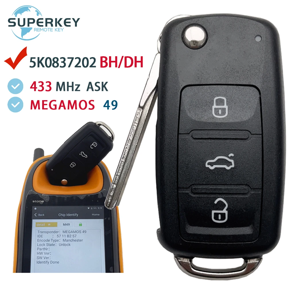 SUPERKEY 5K0837202DH оригинальная форма MQB дистанционный ключ для VW Caddy Sharan Scirocco