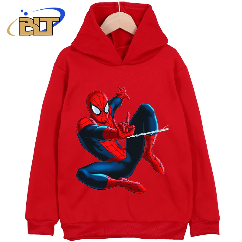 Spiderman printed kids hoodie sports sweater casual cartoon tops for boys and girls
