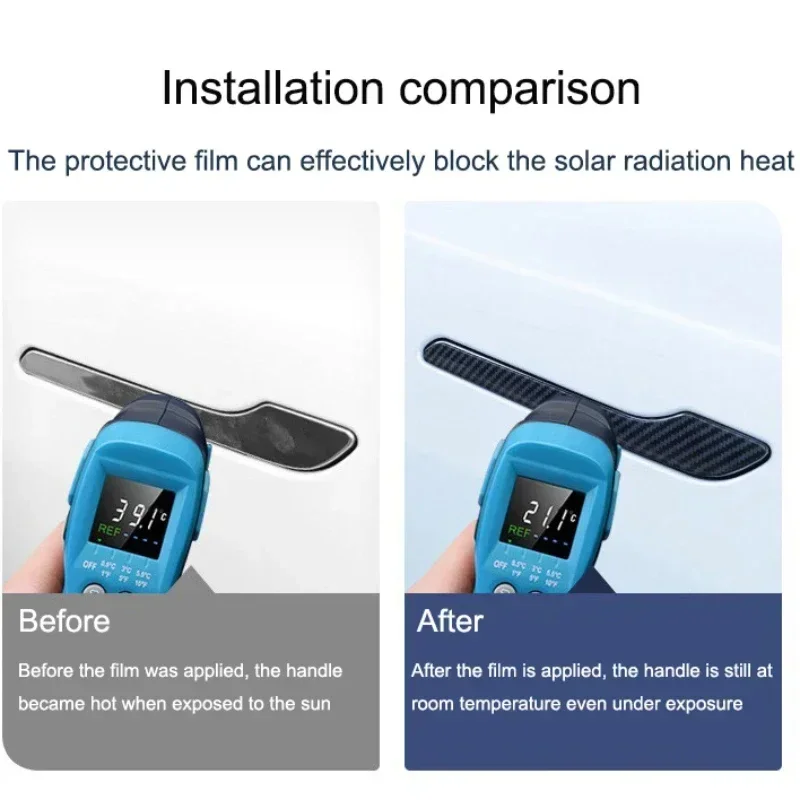 Защитная пленка для дверной ручки Tesla Model 3/Y/3 + Highland 2024 аксессуары из углеродного