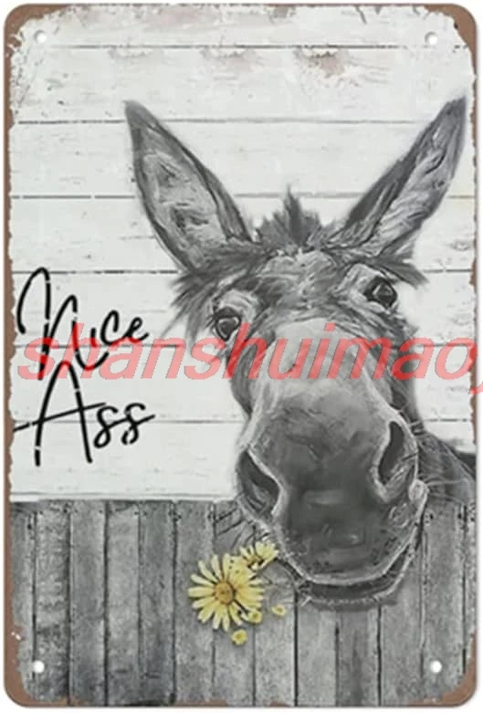 QHOVPA Винтажные металлические вывески в виде осла забавная вывеска для туалета