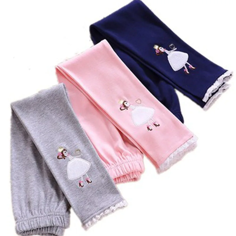 

Girls Pants Kids Solid Color Elastic Waist Trousers Cartoon Printed Pant 2022 Spring 2 To 8Yrs Children's Korean Style Clothes