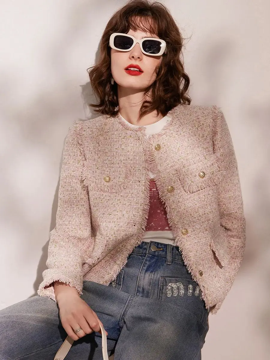 Женская свободная куртка с круглым вырезом и длинным рукавом