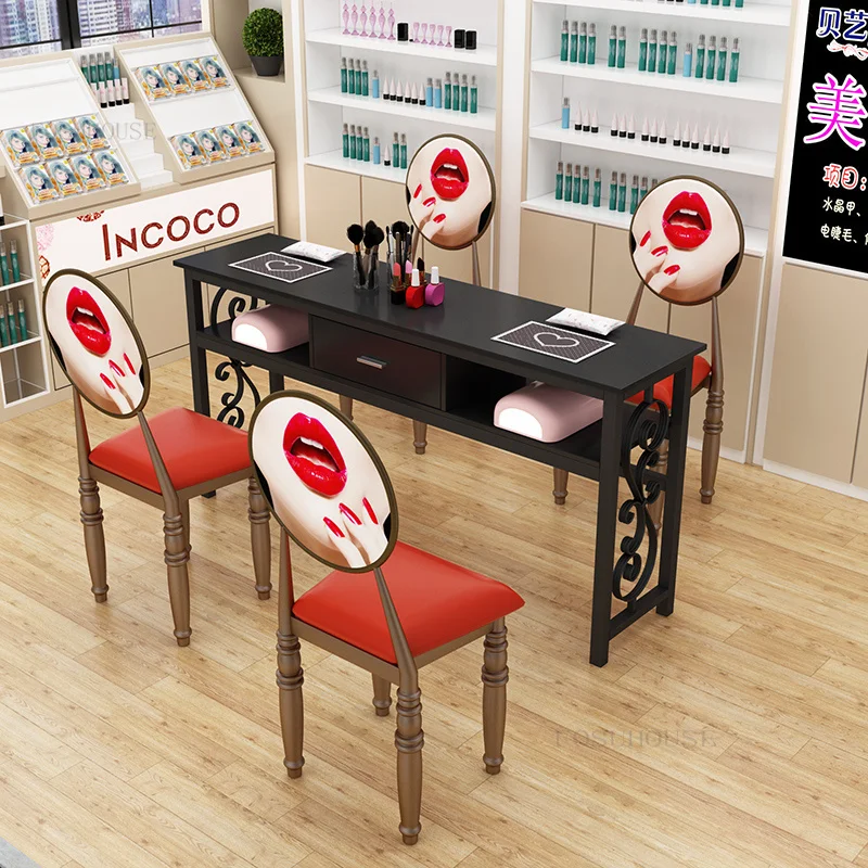 

Nordic Light Luxury Manicure Table Chair Set Modern Manicure Table nail desk station Single Double Professional Nail Tables Z