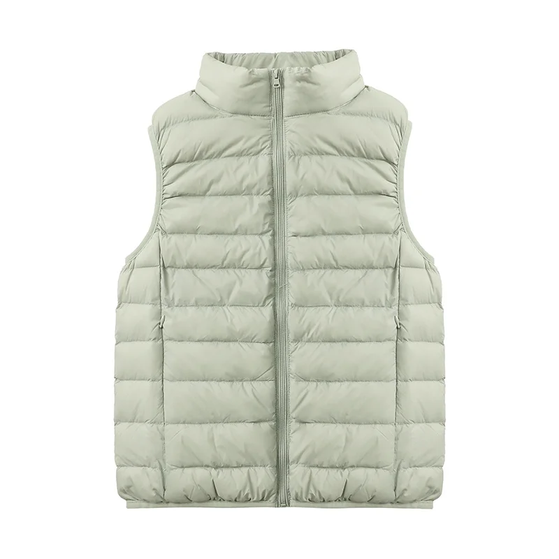 

Autumn Puffer Jacket Women 90% White Duck Down Coats Famale Light Sleeveless Short Vest Korean Fashion Veste Femme SQQ443