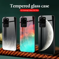 cool planet starry moon for samsung galaxy s20 s21 ultra s22 s21 5g s20 fe s10 s9 s8 plus s10e note 20 10 9 tempered glass case