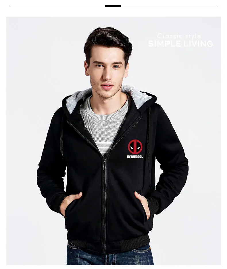 Kiss Love Me Christmas Deadpool Mens Thick Fleece Hoodies Zipper Sweatshirts Hoody Hoodie Jacket Coat Oversized Pullover Clothes